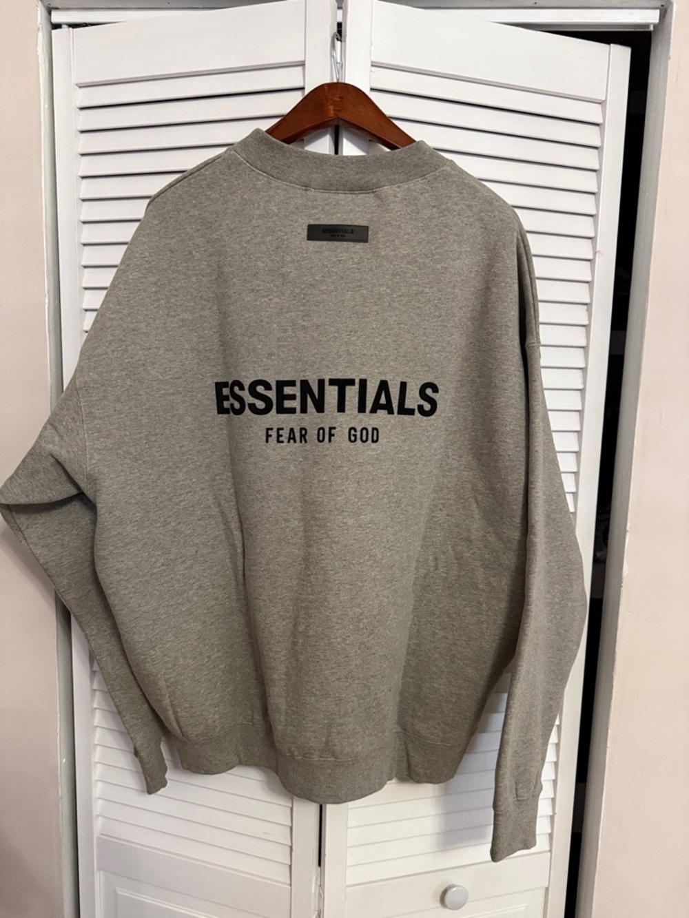 Fear of God ESSENTIALS Grey Crewneck Sweatshirt with Black Logo
